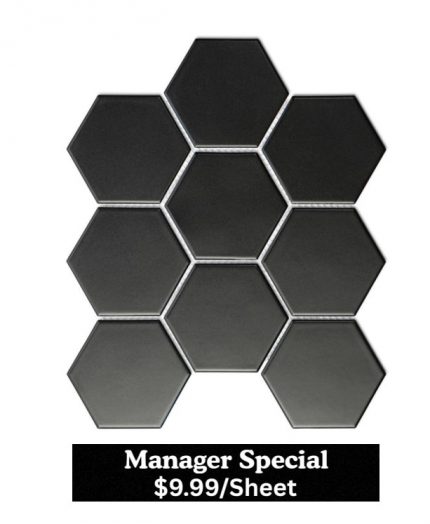 4” X 4” BLACK HEXAGON