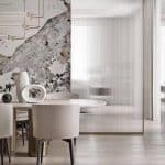Monaco marble-look porcelain feature wall in a dining nook